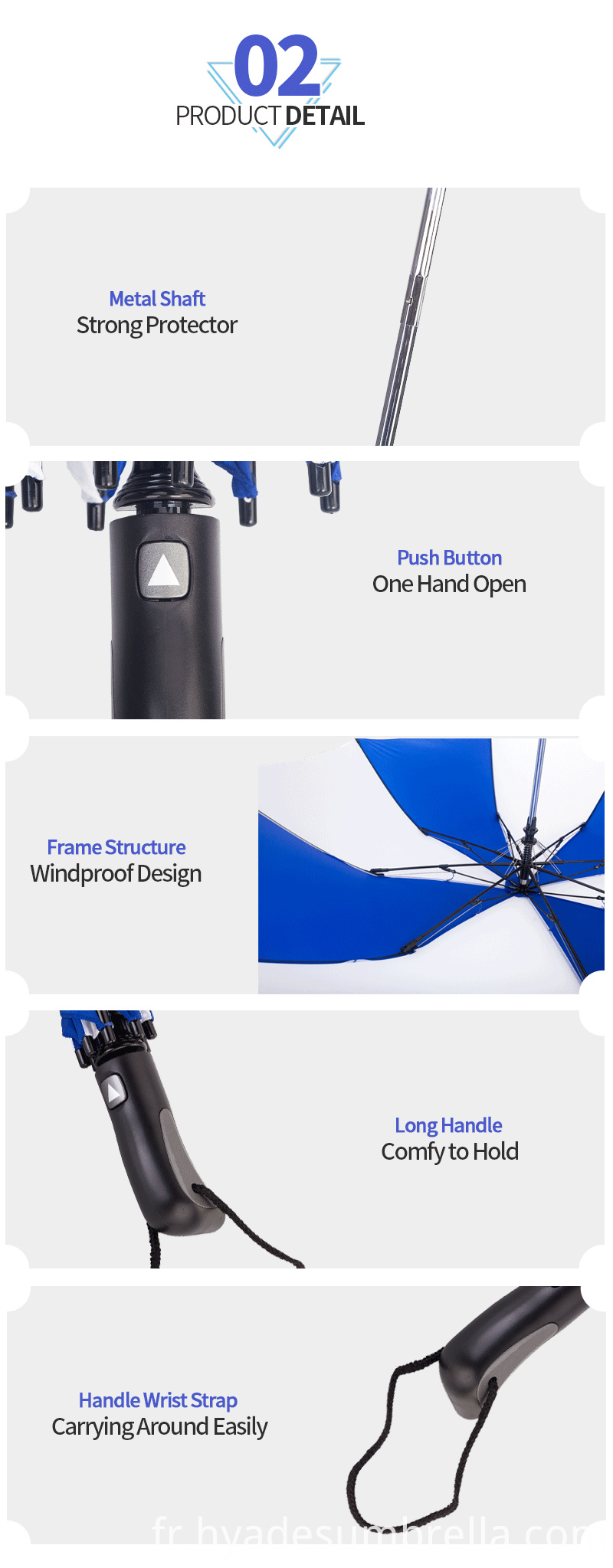 2 parapluie pliant blanc et bleu marine 2 Folding Umbrella White And Navy Color